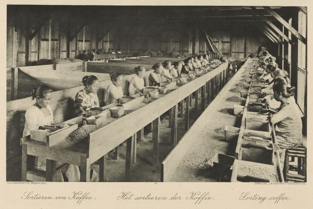 Pabrik kopi di Deli Sumatra sekitar 1920-an. - Munchen