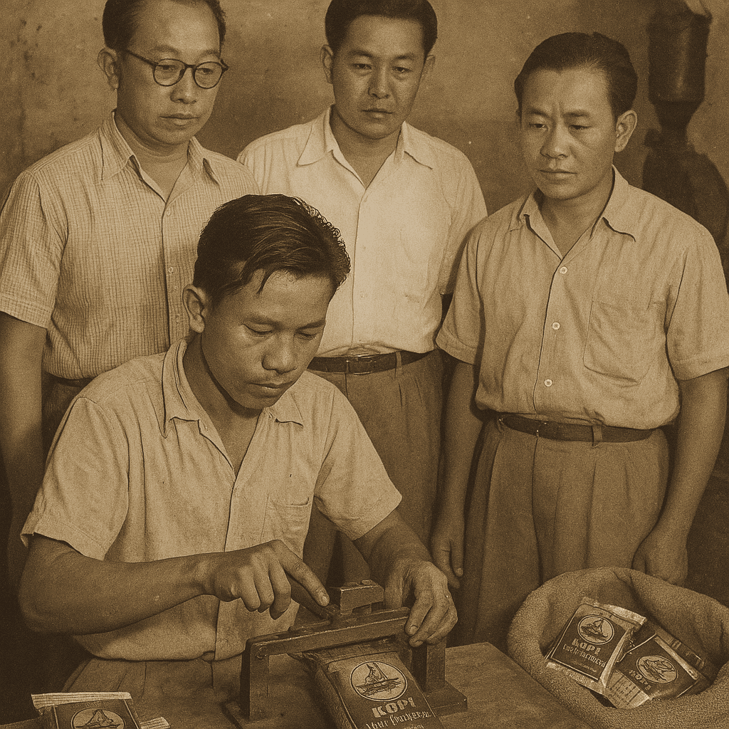 Ilustrasi pendiri pabrik penggilingan dan pengemasan kopi Kapal Api