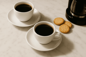 Ilustrasi kopi Robusta dan Arabika dalam cangkir-Copilot-Toko kopih