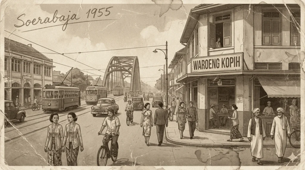 Soerabaja 1955 - Ilustrasi Waroeng Kopih - Tokokopih.com